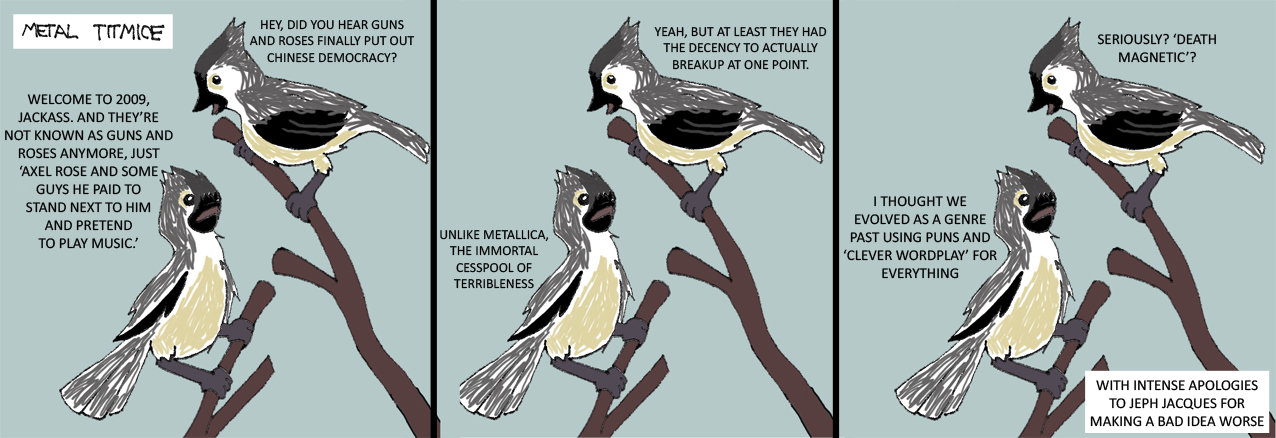 Click for full size. Metal Titmice